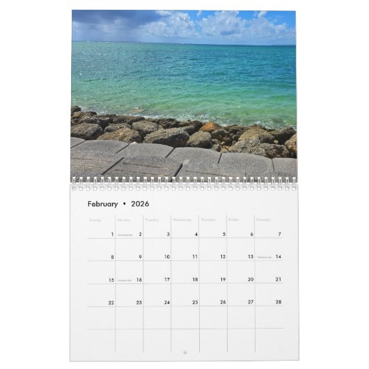 2026 12-Maand Ocean Uitzichten Kalender (Feb 2026)