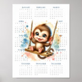 2026 1-pagina kalender Cute Monkey on Swing Jungle Poster (Voorkant)