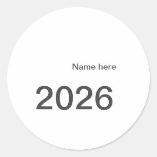 2026 2027 2028 naam titel hier jaar vet letter ronde sticker