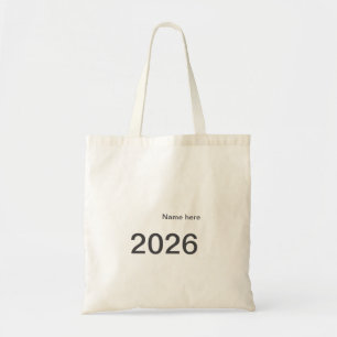 2026 2027 2028 naam titel hier jaar vet letter tote bag