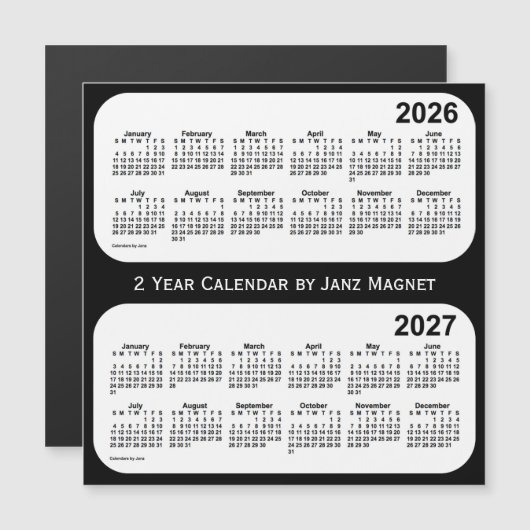 2026-2027 2 jaar zwart-wit agenda van Janz (Voorkant / Achterkant)