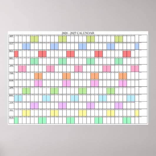 2026 - 2027 Academisch Jaar Wand Planner Kalender Poster (Voorkant)