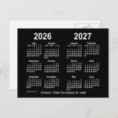 2026-2027 Agenda van de Neon White School, opgeste Briefkaart (Voorkant / Achterkant)