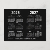 2026-2027 Agenda van de Neon White School, opgeste Briefkaart (Voorkant)