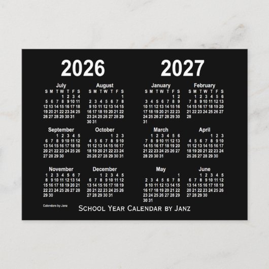 2026-2027 Agenda van de Neon White School, opgeste Briefkaart (Voorkant)