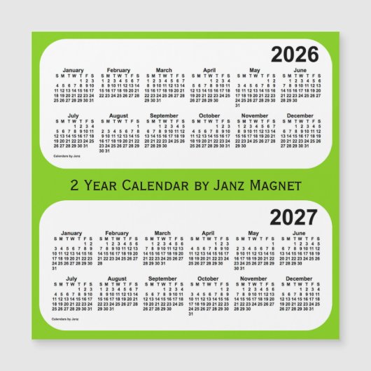 2026-2027 Geel groen 2 jaar agenda van Janz (Voorkant)