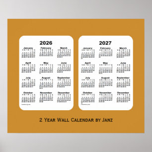 2026-2027 Gold 2 Year Wall Agenda van Janz Poster
