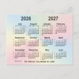 2026-2027 Rainbow 52-weekagenda van Janz Briefkaart