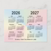 2026-2027 Rainbow Cloud School Agenda van Janz Briefkaart (Voorkant)