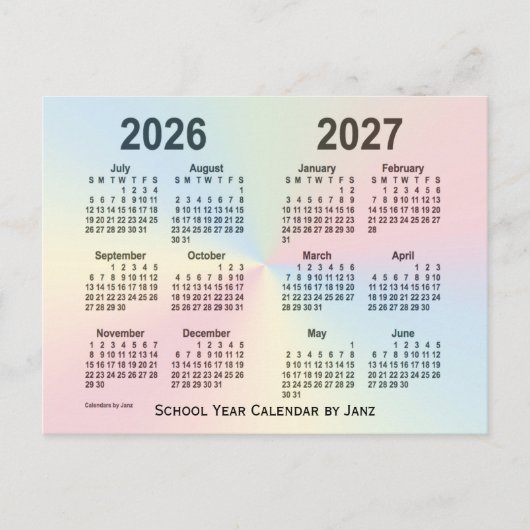 2026-2027 Rainbow Cloud School Agenda van Janz Briefkaart (Voorkant)