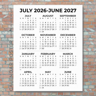 2026-2027 Schooljaar Agenda Minimalistische Muur Poster
