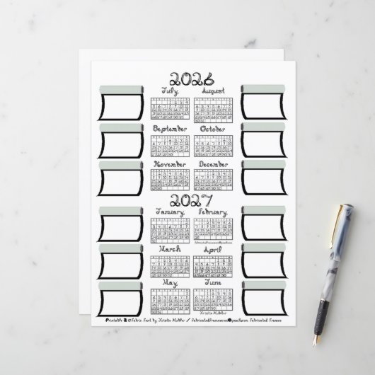 2026-2027 Schooljaar Agenda Stof Lettertype & Bout (Voorkant / Achterkant in situ)