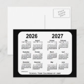 2026-2027 Schoolkalender voor zwart-wit door Janz Briefkaart (Voorkant / Achterkant)