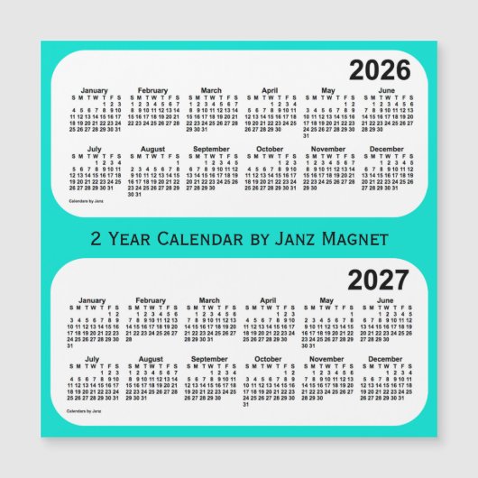2026-2027 Turquoise 2 Year Agenda van Janz (Voorkant)