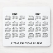 2026-2027 White 2 Year Agenda van Janz Mousepad Muismat (Voorkant)