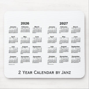 2026-2027 White 2 Year Agenda van Janz Mousepad Muismat