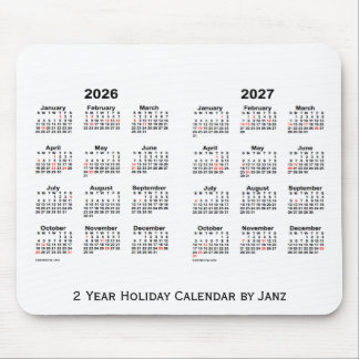 2026-2027 White 2 Year Holiday Calendar door Janz Muismat