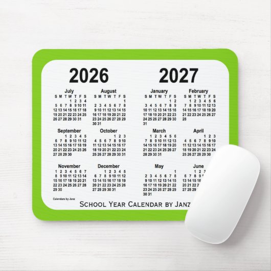2026-2027 Yellow Green School Calendar van Janz Muismat (Met muis)