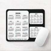 2026-2028 Black 3 Year Holiday Calendar van Janz Muismat (Met muis)