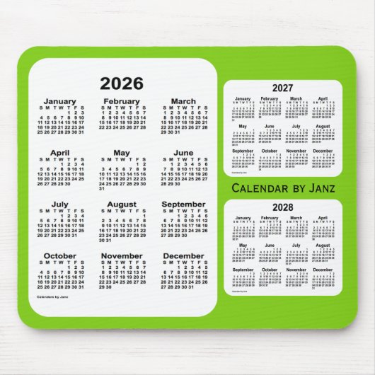2026-2028 Geel groen 3 jaar agenda van Janz Muismat (Voorkant)