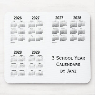 2026-2029 Witte kalenders van het 3-schooljaar van Muismat