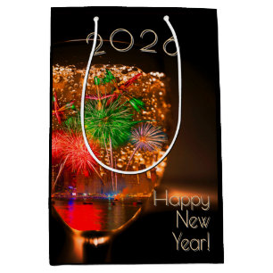2026 20xx wensen met vuurwerk en bubbels medium cadeauzakje