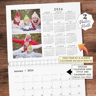 2026 2 foto's per maand met 2026 jaar in een oogop kalender