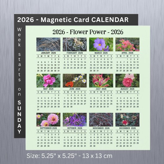 2026 Aangepaste Bloem magnetische groene Kalender 