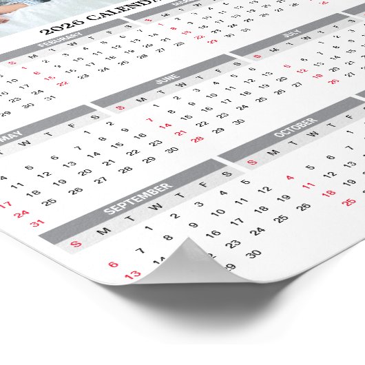 2026 Aangepaste Familie Vijf Fotokalender Poster (Hoek)