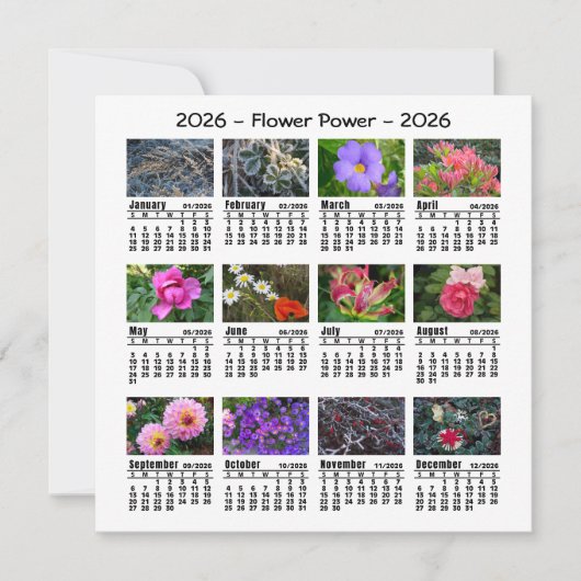2026 Aangepaste Foto Bloemkalender start op zondag (Voorkant)