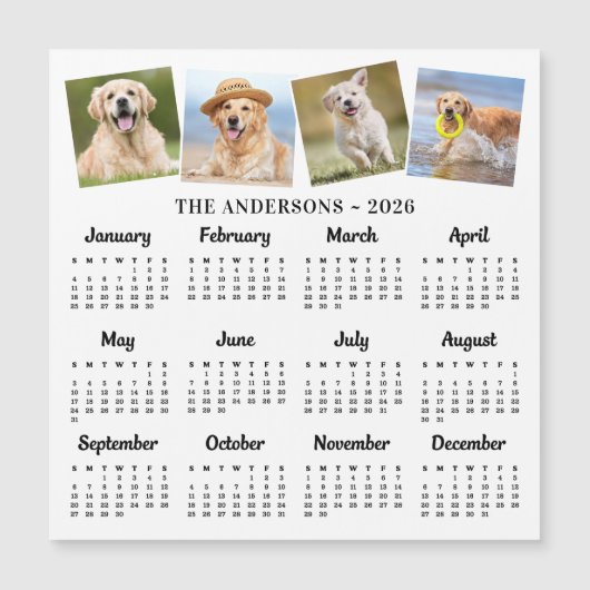 2026 Aangepaste Foto Familie Huisdier Hond 12 Maan (Voorkant)