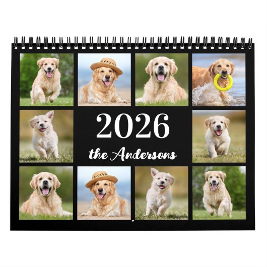 2026 Aangepaste Foto Familie Huisdier Hond Creëer  Kalender (Hoes)