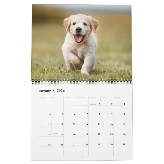 2026 Aangepaste Foto Familie Huisdier Hond Creëer  Kalender (Jan 2026)