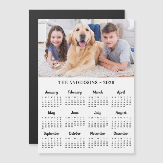 2026 Aangepaste Foto & Familienaam Kalender Kaart (Voorkant / Achterkant)