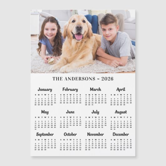 2026 Aangepaste Foto & Familienaam Kalender Kaart (Voorkant)