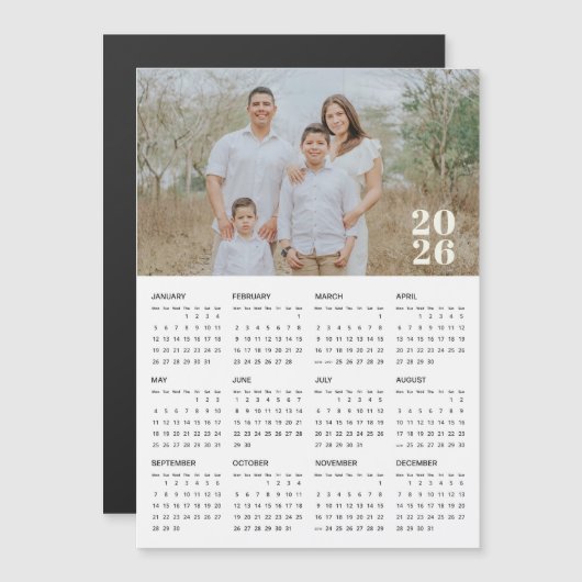 2026 Aangepaste foto magnetische kalender (Voorkant / Achterkant)