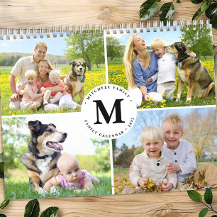 2026 Aangepaste fotocollage Moderne monogram famil Kalender