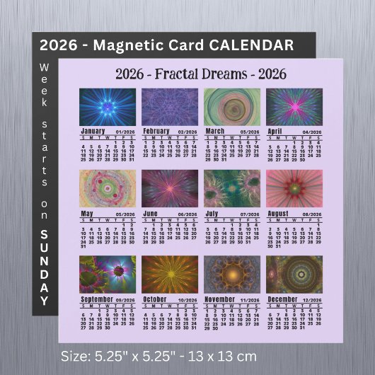 2026 Aangepaste Fotofractals Kalender Zondag start