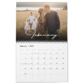 2026 Aangepaste gezelfoto moderne elegante script Kalender (Feb 2027)
