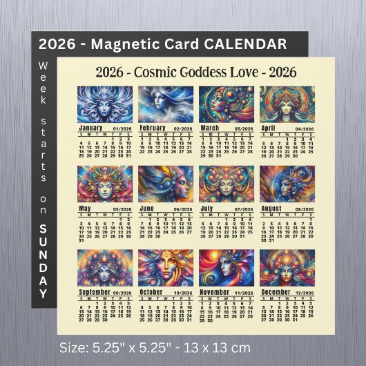 2026 Aangepaste Kosmische Godin Kalender Zondag st