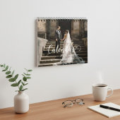 2026 Aangepaste Trouwfoto Chic Script Kalender