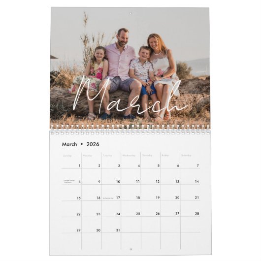 2026 Aangepaste wandkalender | Familiefotogift Kalender (Mar 2026)