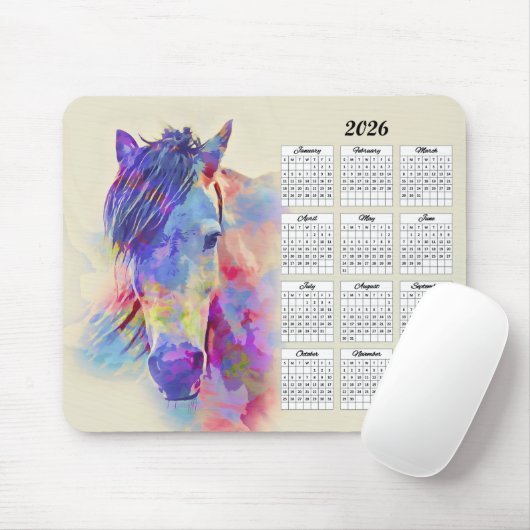 2026 Abstract Horse Calendar Muismat (Met muis)