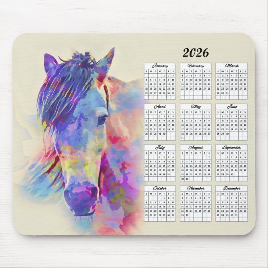 2026 Abstract Paardenkalender Muismat (Voorkant)
