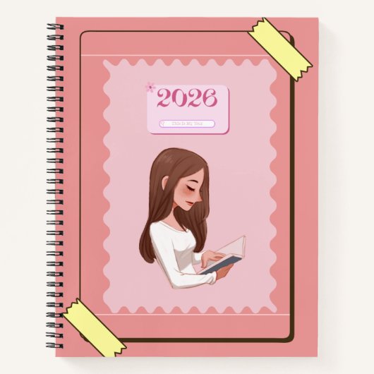 2026 Aesthetic Journal Notebook – Pastel Pink Cute Notitieboek (Voorkant)