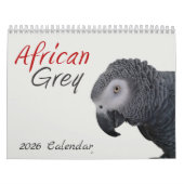 2026 Afrikaanse grijze papegaaienkalender Kalender (Hoes)