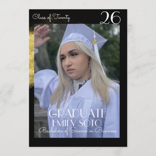 2026 Afstudeercollage Script Goud Foto Kaart (Voorkant)