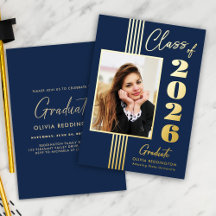 2026 Afstudeerfeest Foto Frame Navy Goud 