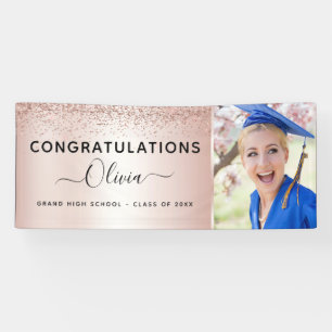 2026 Afstudeerfeest Glitter Roze Goud Blush Roze Spandoek