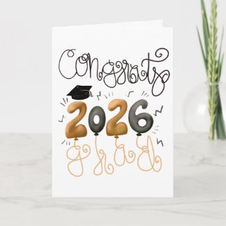 2026 Afstudeerkaart in Blauw en goud Kaart
